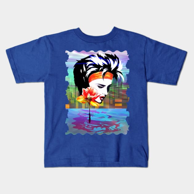 Metropolis Nostalgia Vaporwave Art Kids T-Shirt by BluedarkArt